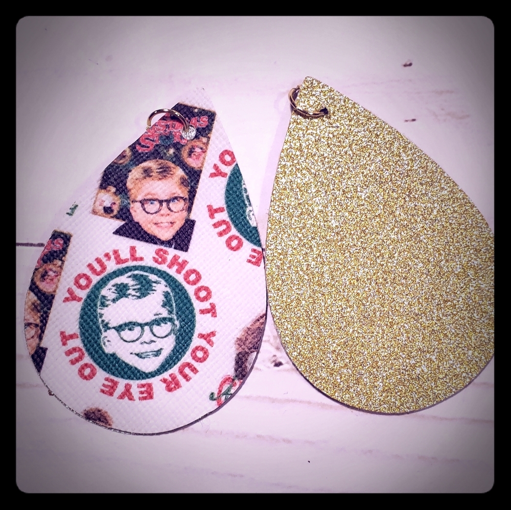 A christmas story faux leather earrings